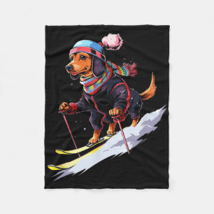 Manta Polar Hombres De Nieve De Invierno Dachshund Esquí De Pe
