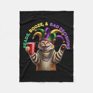 Manta Polar Hombres Matanza Mujeres Graciosas Meowdi Gras Cat 