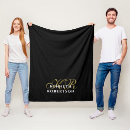 Manta Polar Hombres minimalistas elegantes negro oro blanco Mo