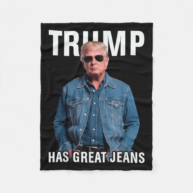 Manta Polar Hombres Mujeres Trump tiene grandes jeans Meme gra (Anverso)