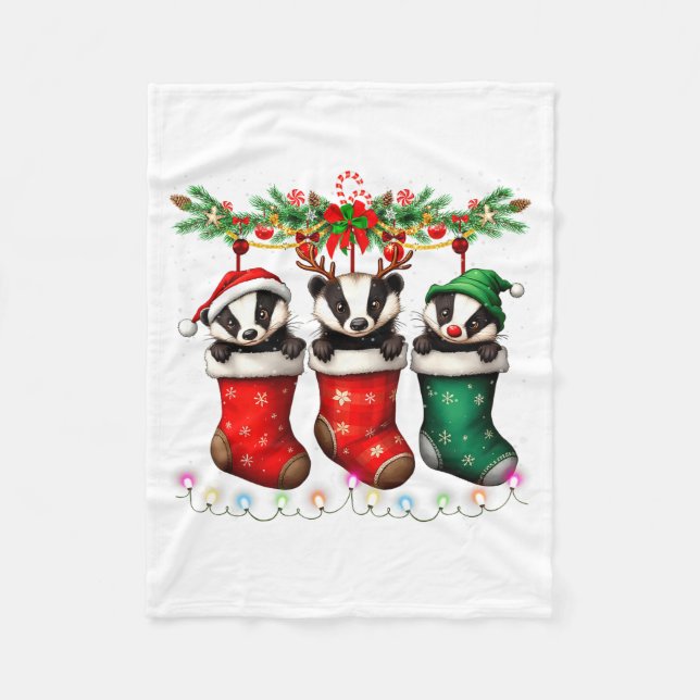 Manta Polar Honey Badger In Christmas Socks Lights Honey Badge (Anverso)