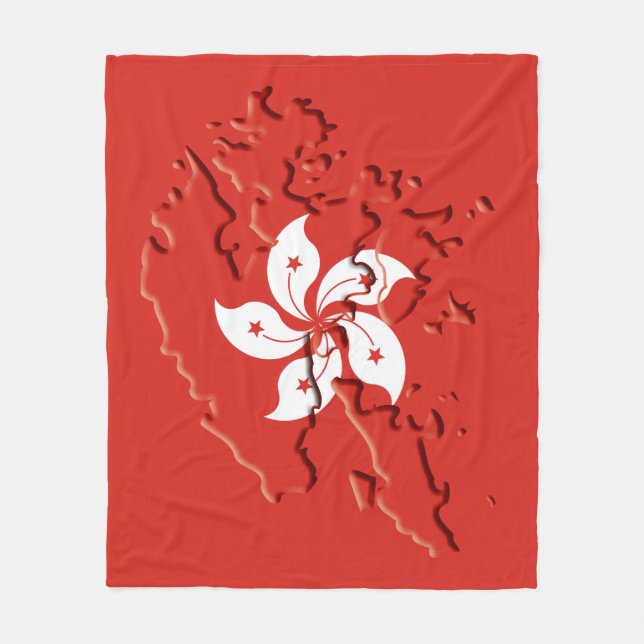 Manta Polar HONG KONG FLAG MAP Patriótico (Anverso)