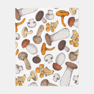 Manta Polar Hongos dibujados a mano: fondo de comida.