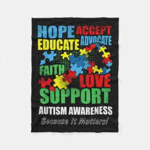 Manta Polar Hope Faith Love Ribbon Autism Awareness Women
