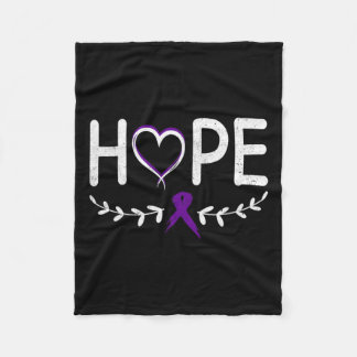 Manta Polar Hope Heart Purple Ribbon Cáncer Pancreático
