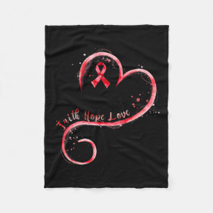 Manta Polar Hope Love Red Ribbon Heart Disease