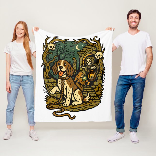 Manta Polar Horror Spooky Skeleton Dog Aesthetic (In situ)