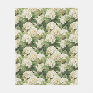 Manta Polar Hortensia flores acuarela boho retro