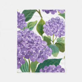 Manta Polar Hortensia Púrpura Floral Acuarela Costera