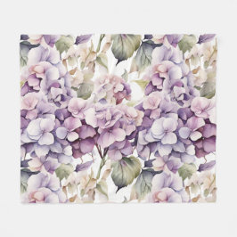 Manta Polar Hortensias elegantes de acuarela rosa púrpura