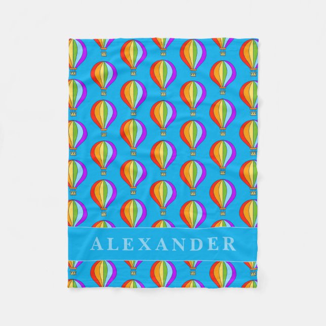 Manta Polar Hot air balloons pattern fleece blanket for kids (Anverso)