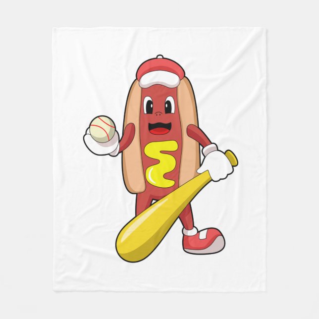 Manta Polar Hotdog de Béisbol con bate de béisbol (Anverso)