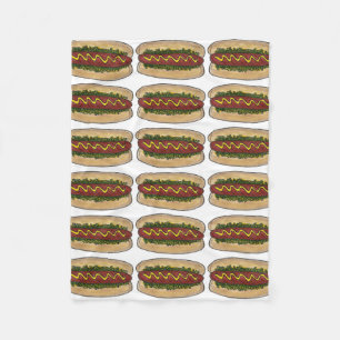 Manta Polar Hotdog de perro caliente con comida rápida Mustard