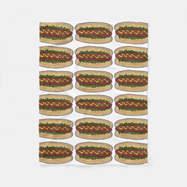 Manta Polar Hotdog de perro caliente con comida rápida Mustard (Anverso)