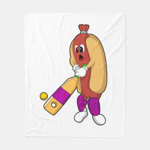 Manta Polar Hotdog en Cricket con bate de críquet
