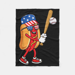 Manta Polar Hotdog Jugando Al Béisbol Eeuu Independence Day 4O