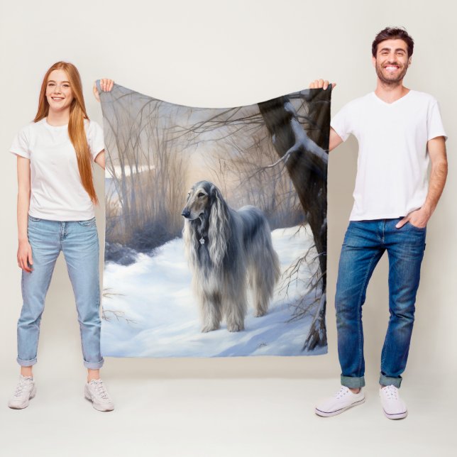 Manta Polar Hound afgano deja que nieve Navidades (In situ)