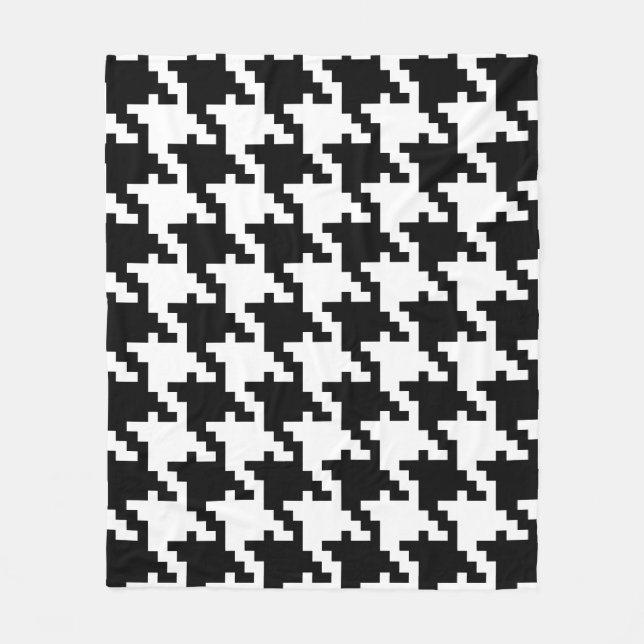 Manta Polar Houndstooth blanco y negro (Anverso)