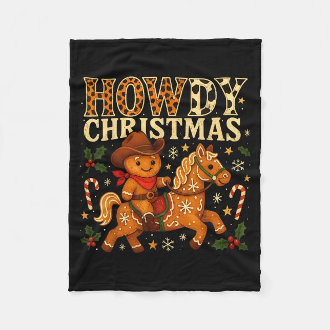 Manta Polar Howdy Christmas Cowboy Gingerbread Design  (Anverso)
