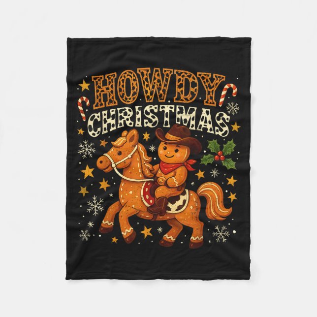 Manta Polar Howdy Christmas Cowboy Gingerbread Design  (Anverso)