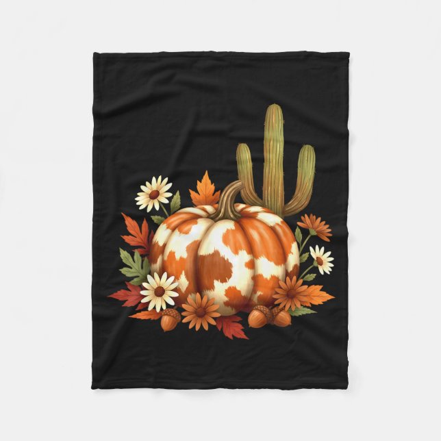 Manta Polar Howdy Fall Pumpkin Retro Western Cowboy Cow Hallow (Anverso)