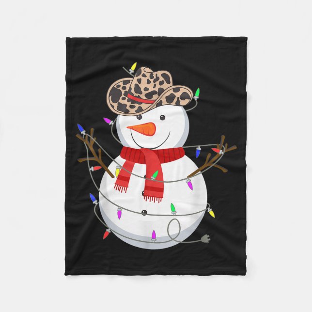 Manta Polar Howdy Snowman Funny Cowboy Hat Western Christmas 2 (Anverso)