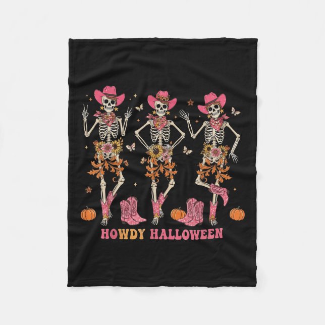 Manta Polar Howdy Western Skeleton Cowgirls Dancing Halloween  (Anverso)
