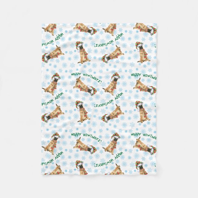 Manta Polar Howlidays feliz Malinois (Anverso)
