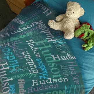 Manta Polar Hudson nombre personalizado aqua verde púrpura gri