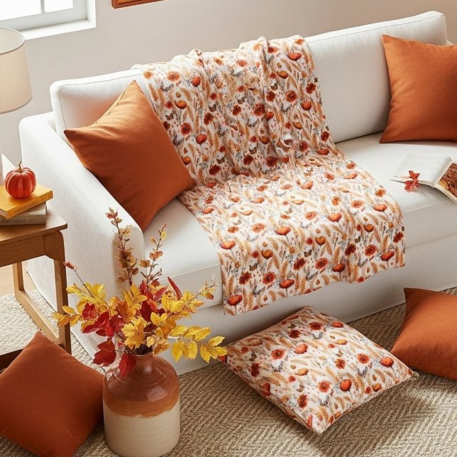 Manta Polar Huella botánica del boho del otoño brillante (Subido por el creador)