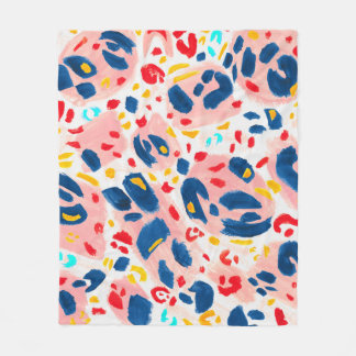 Manta Polar Huella de leopardo: acuarela pintada a mano.