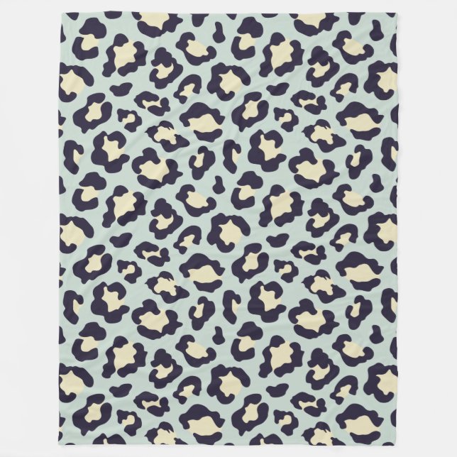 Manta Polar Huella de leopardo verde y blanco (Anverso)