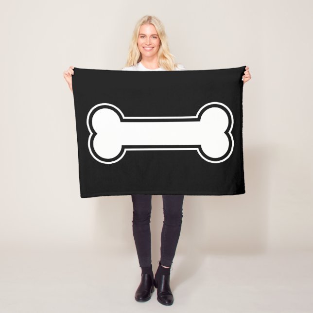 Manta Polar Hueso De Perro De Caricatura Blanco Y Negro (In situ)