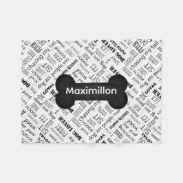 Manta Polar Hueso negro pequeño con nombre en blanco