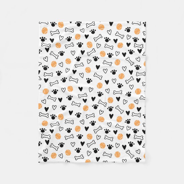 Manta Polar Huesos, bolas, corazones y patas (Anverso)
