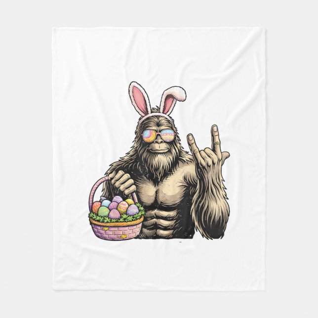 Manta Polar Huevo de Pascua divertido Bigfoot Roca Sasquatch D (Anverso)
