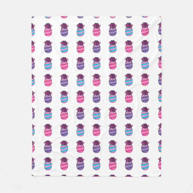 Manta Polar Huevos de Pascua con flores y cinta de opciones (Anverso)