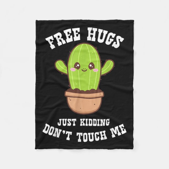 Manta Polar Hugs Just Kidding Don't Touch Me Funny Cactus  (Anverso)