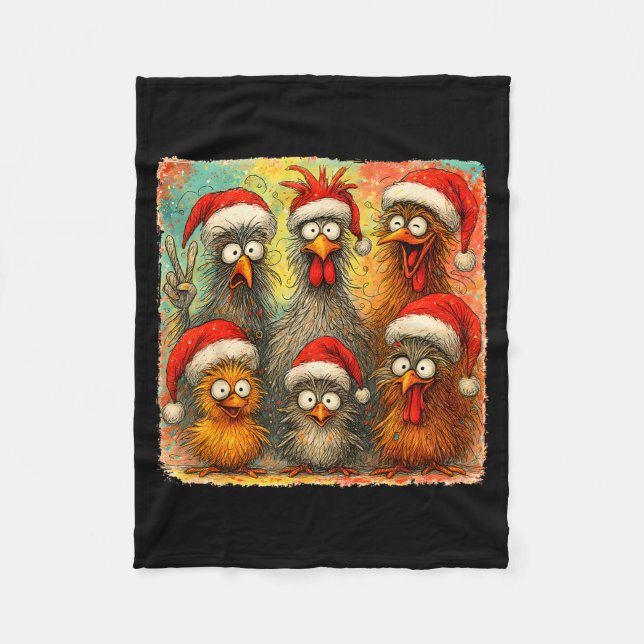 Manta Polar Hugvyn Christmas Santa Chicken Crazy Eagerlys Roos (Anverso)
