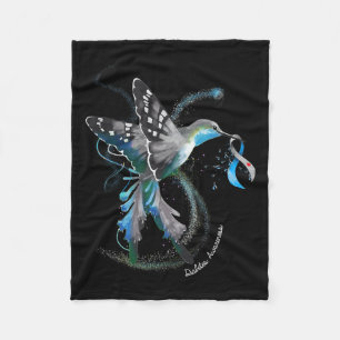 Manta Polar Hummingbird Holding Gray Blue Ribbon Diabetes T1d