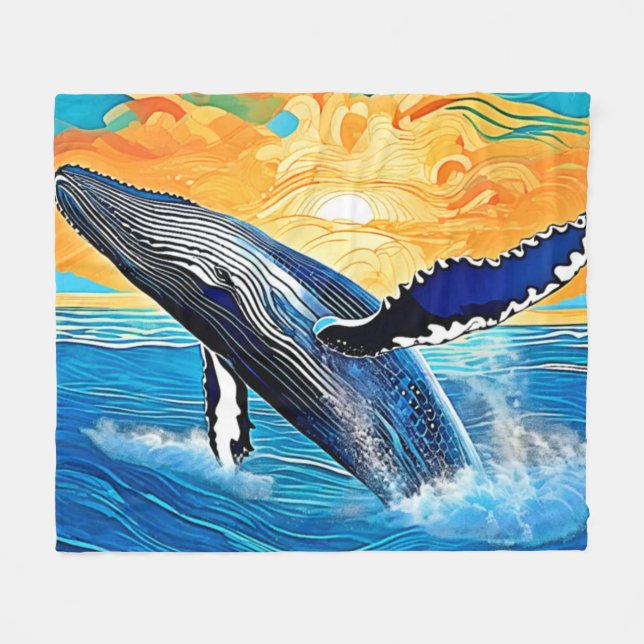 Manta Polar Humpback Sunset Leap Art (Frente (Horizontal))
