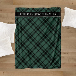 Manta Polar Hunter Green Tartan Plaid Holiday Family Name