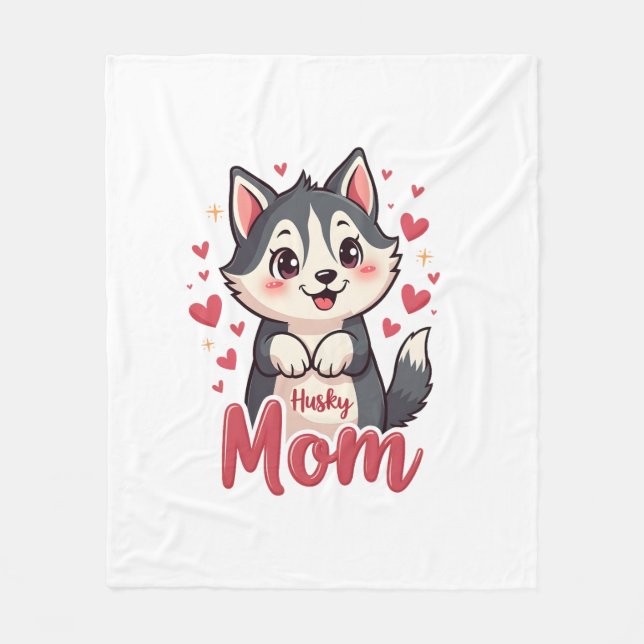Manta Polar Husky Dog Mom Cute Kawaii Design (Anverso)