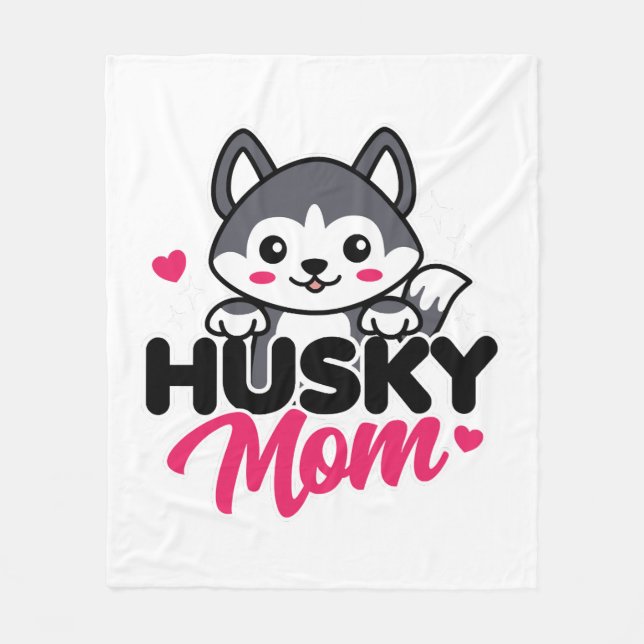 Manta Polar Husky Dog Mom Cute Kawaii Design (Anverso)