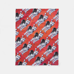 Manta Polar Husky en Santa Hat en rojo