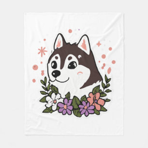 Manta Polar Husky Flowers Dog Lover Malamute