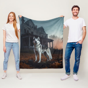 Manta Polar Husky Siberiano de Halloween Espantoso