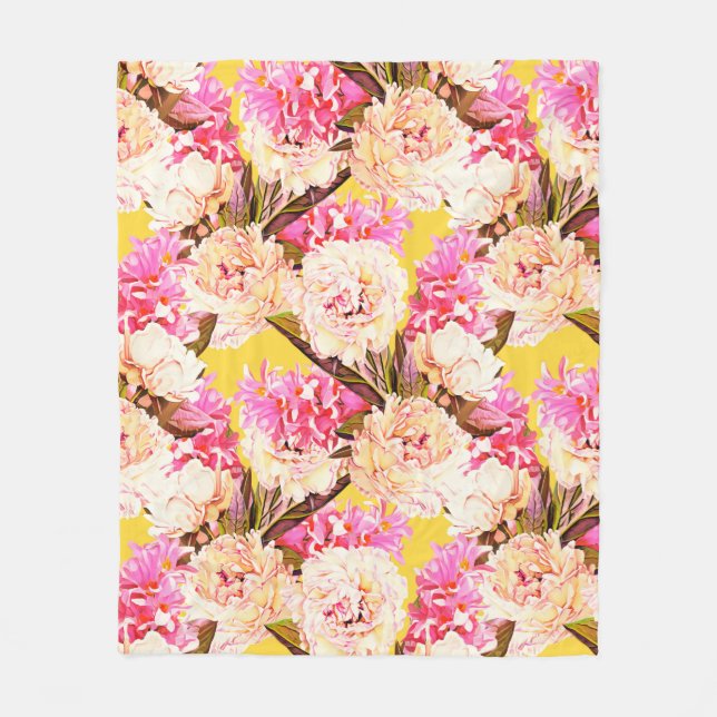 Manta Polar Hyacinth and peonis flowers, seamless pattern. Wat (Anverso)