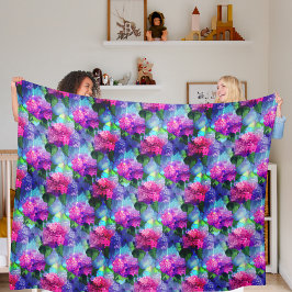 Manta Polar Hydrangea Blue Pink Flence Blanket