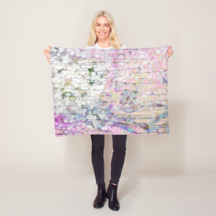 Manta Polar Hydrangea Madera de campo rosa floral